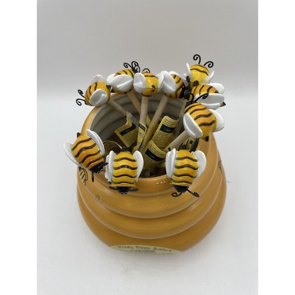 The Lifestyles Collection Bee Honey Dipper Beehive Holder + 10 Wood Dippers Bsh - Picture 2 of 16